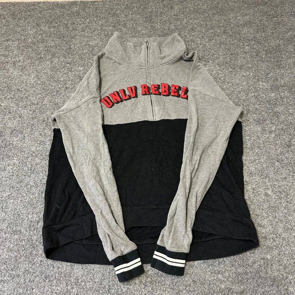 PINK Quarter Zip Pullover Womens Size M Gray Black UNLV Rebels Colorblock Fleece